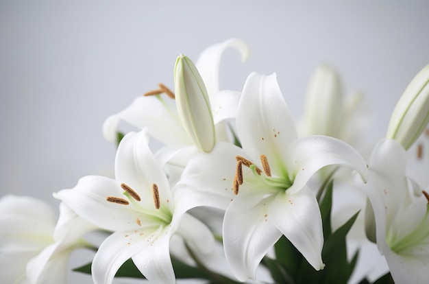 Zdjęcie białe lilie zbliżone generate ai