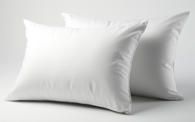 Białe pluszowe poduszki izolowane na białym tle