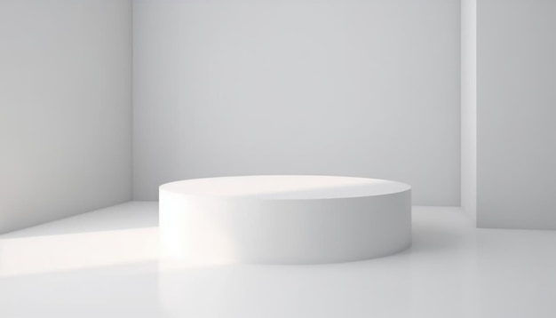 Białe podium 3D ozdobione złotą produktywną sztuczną inteligencją
