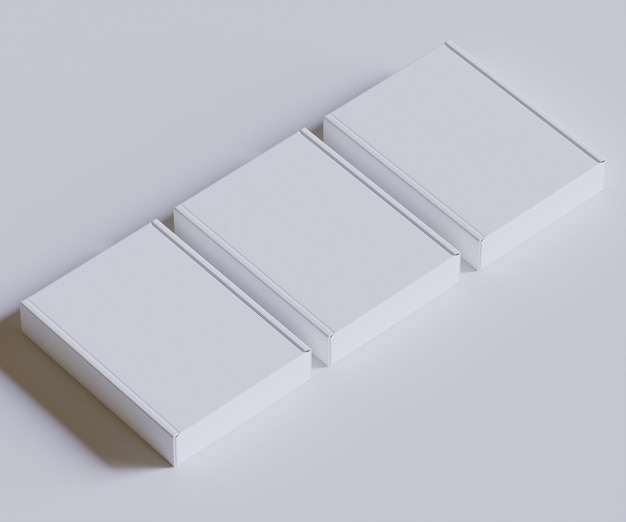 Białe pudełka kartonowe prezent 3D ilustracja renderowania