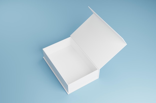 Białe pudełko do pakowania na renderowaniu 3d do reklamy produktu
