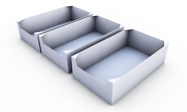 Białe pudło. Ilustracja 3D w wysokiej rozdzielczości ze ścieżkami przycinającymi.