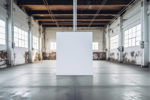 Zdjęcie białe puste płótno z wolnym miejscem na twój projekt w fabryce loft ekstremalne zbliżenie generative ai