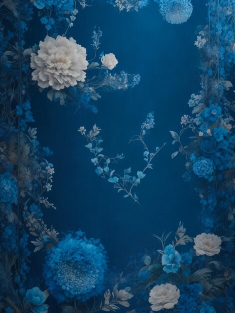 Białe róże w wodzie na niebieskim tle Kwiaty pod wodą z niebieskimi farbami akrylowymi