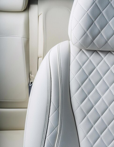 Białe skórzane luksusowe siedzenia w nowoczesnym samochodzie Wnętrze luksusowego samochodu