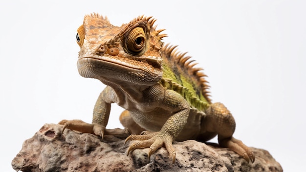 Białe tło Brookesia Chameleon