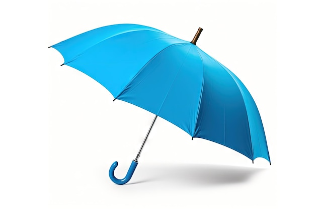 Białe tło przycięty niebieski parasol