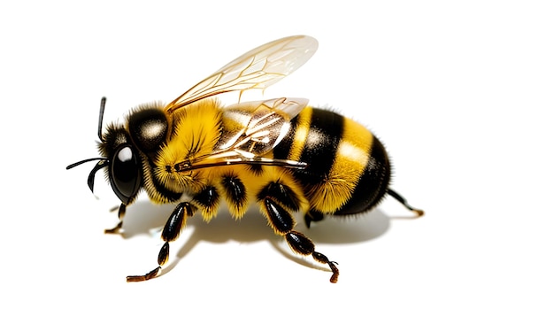 Białe tło pszczoły