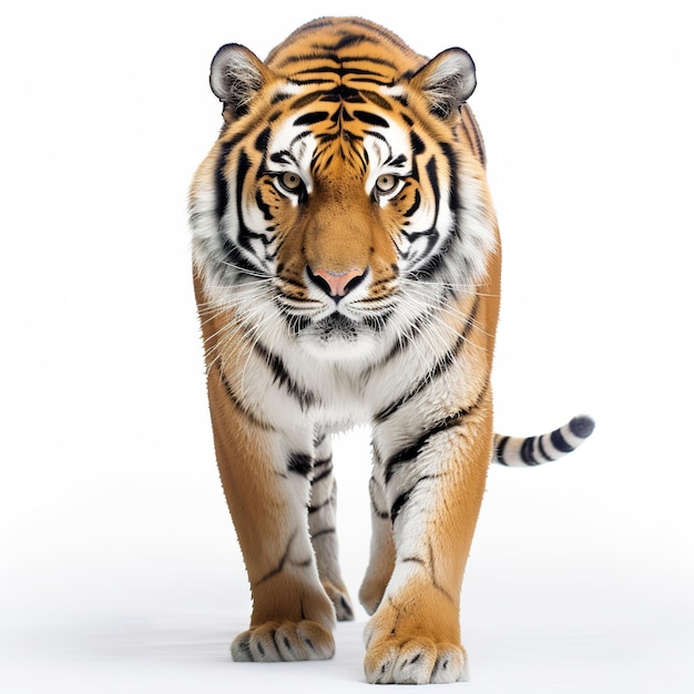 Białe tło tygrysa odizolowane