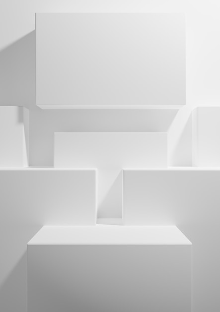 Białe tło wyświetlacza produktu 3D minimalna geometryczna tapeta prezentacja stojaka na podium
