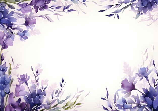 białe tło z fioletowymi kwiatami i zielonymi liśćmi Abstrakcyjny kolor liści lawendy