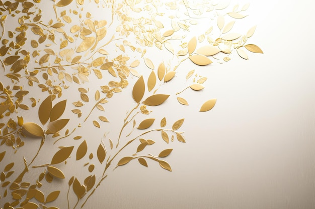 Białe tło z złotym liściem jako teksturą tła japoński projekt