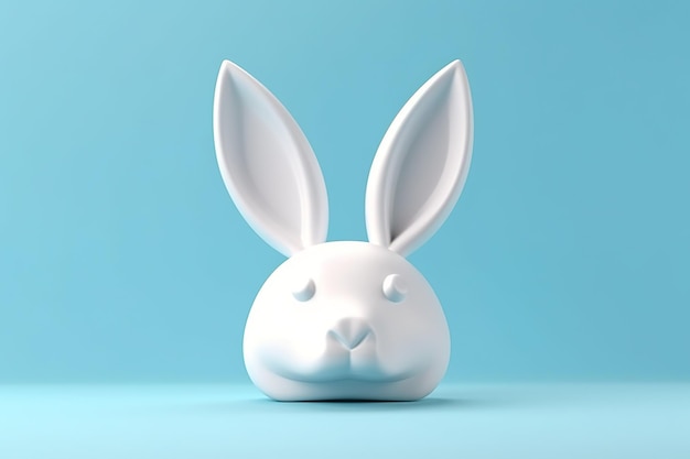 Białe ucho królika na pastelowym niebieskim tle