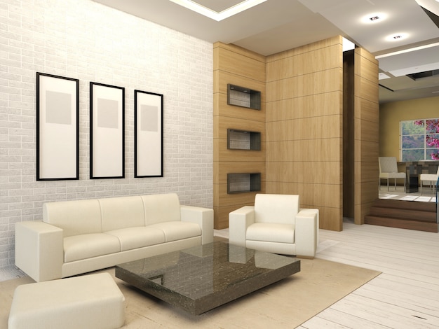 Białe wnętrze salonu w nowoczesnym stylu