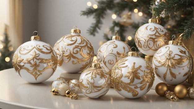 Biało-złote ozdoby świąteczne