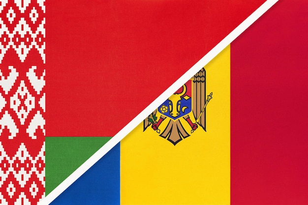 Białoruś i Mołdawia symbol kraju Flagi narodowe Białorusi i Mołdawii
