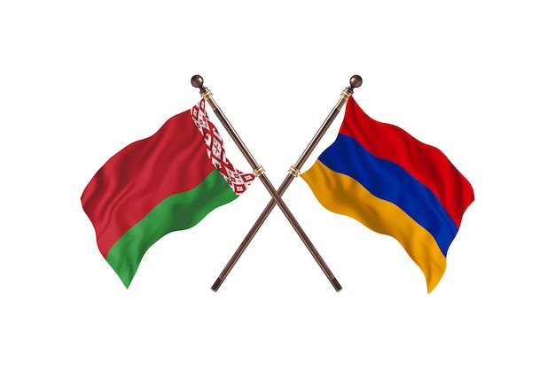 Białoruś kontra Armenia Tło flagi dwóch krajów