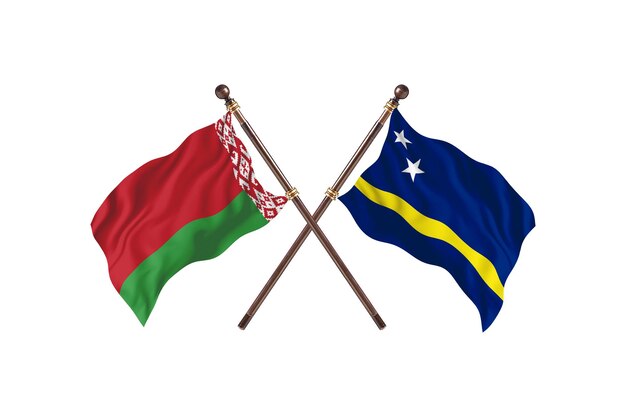 Białoruś kontra Curacao Dwa kraje flagi w tle