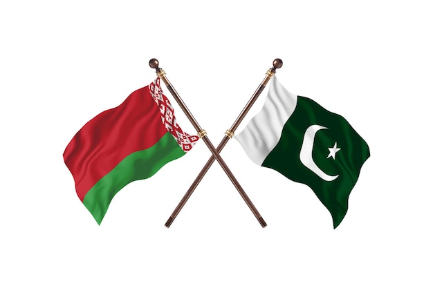 Białoruś kontra Pakistan Tło flagi dwóch krajów