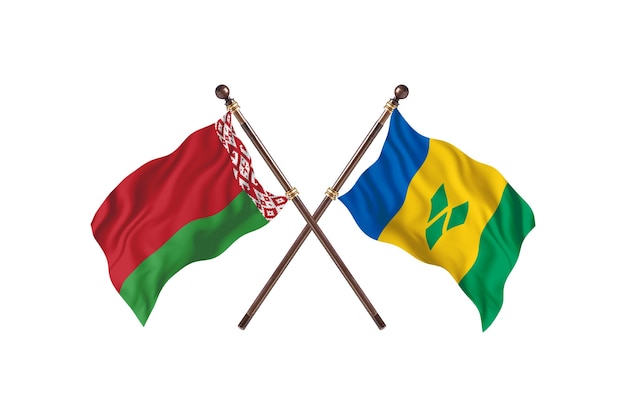 Białoruś kontra Saint Vincent i Grenadyny Dwa kraje flagi w tle