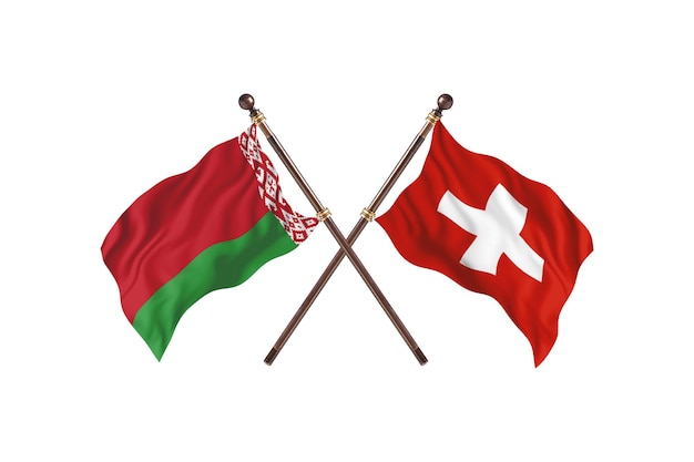 Białoruś kontra Szwajcaria Tło flagi dwóch krajów