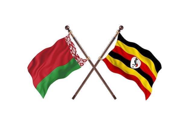 Białoruś kontra Uganda Dwa kraje flagi w tle