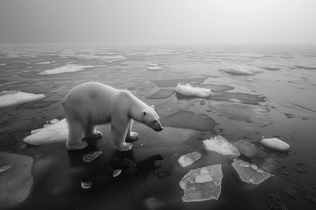 Zdjęcie białowy niedźwiedź strażnik lodowcowy w arktycznej samotności