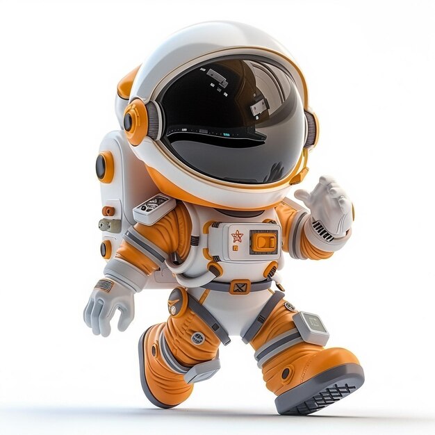 Biały astronauta z czarnym wizjerem Quarter View ilustracja 3d