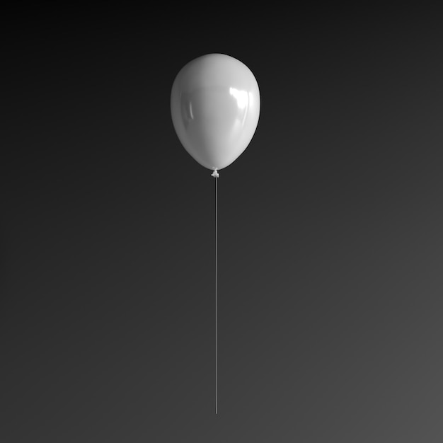 Biały balon na czarnym tle studia Koncepcja wakacyjna Front View Rendering 3D