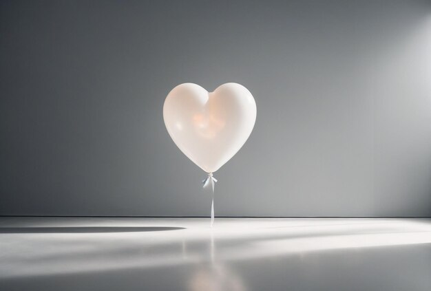 Zdjęcie biały balon w kształcie serca