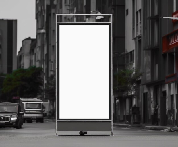 Biały billboard Mockup dużego plakatu reklamowego na ulicy ekstremalny zbliżenie Generatywna sztuczna inteligencja