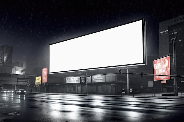 Biały billboard Mockup dużego plakatu reklamowego na ulicy ekstremalny zbliżenie Generatywna sztuczna inteligencja
