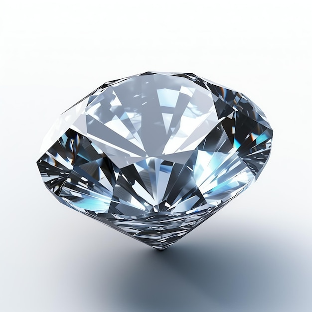 Biały, błyszczący, jasny, duży diament lub piękny klejnot izolowany na białej powierzchni Olśniewający klasyczny diament