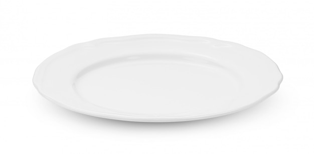 Biały ceramiczny talerz na bielu