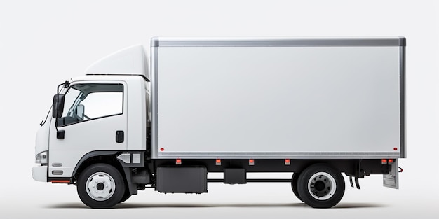 Biały ciężarówka dostawca widok boczny reklamę ciężarówki ładunkowej