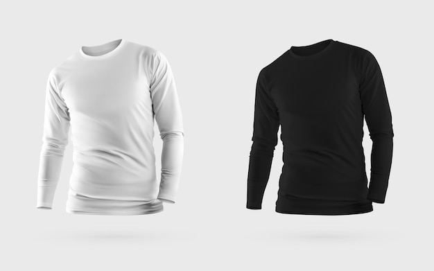 Zdjęcie biały czarny męski strój na co dzień z długim rękawem renderowanie 3d do prezentacji projektu wzór wydruku z przodu