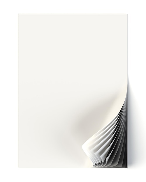 Biały dokument makieta z monochromatycznym zwiniętym rogiem Element projektu graficznego Reklama tożsamości korporacyjnej firmy Plakat strony internetowej z obracającymi się kolorami narożników i ilustracją 3D cienia