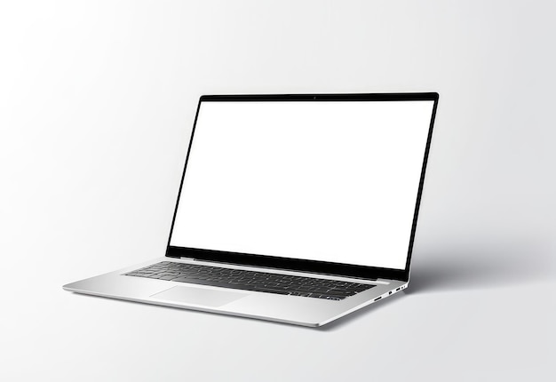 Biały ekran laptopa izolowany na białym tle