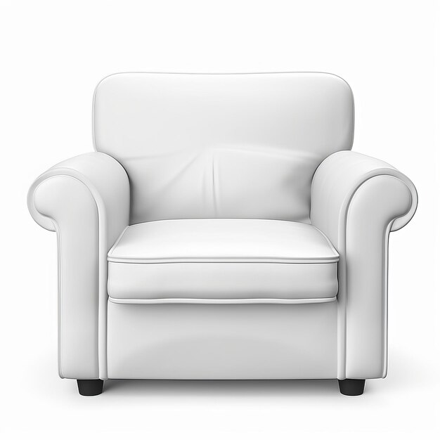 Biały fotel izolowany na białym tle 3D Widok boczny