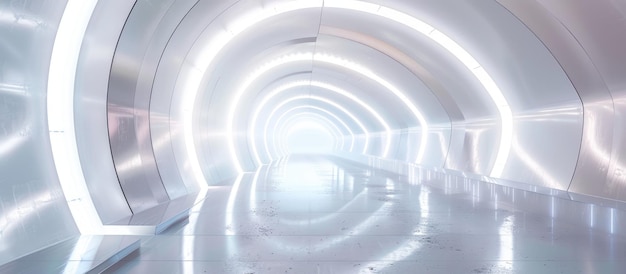 Biały futurystyczny tunel na czystym tle