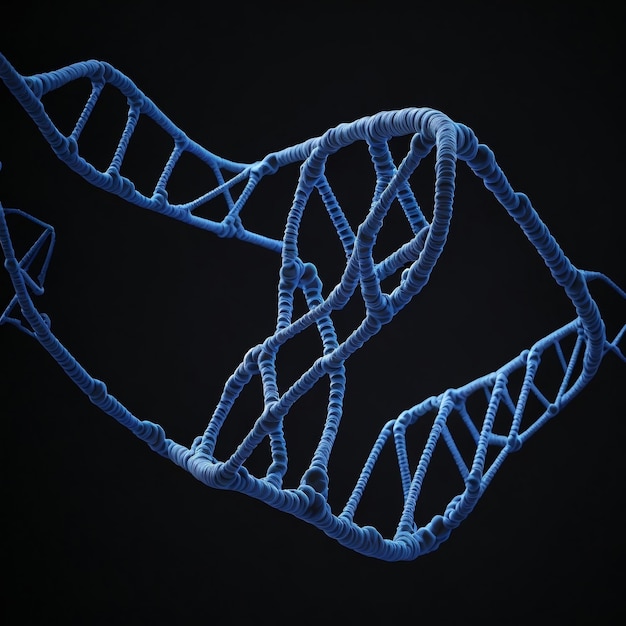 Biały i niebieski model DNA na czarnym tle