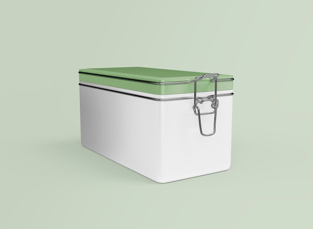 Biały i zielony prostokątny metaliczny makieta na białym tle renderowania 3d