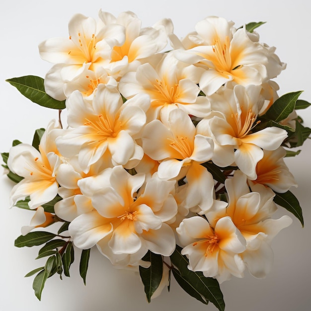 Biały i żółty bukiet kwiatów na białym tle