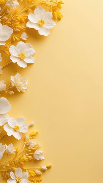 Biały i żółty kwiat na gradiencie żółtego tła Botaniczne tapety do prezentacji Szablon
