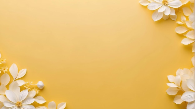 Biały i żółty kwiat na gradiencie żółtego tła Botaniczne tapety do prezentacji Szablon
