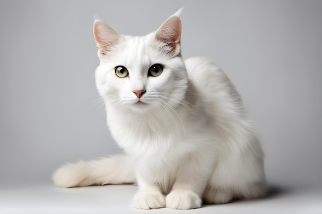 biały kot w studiu