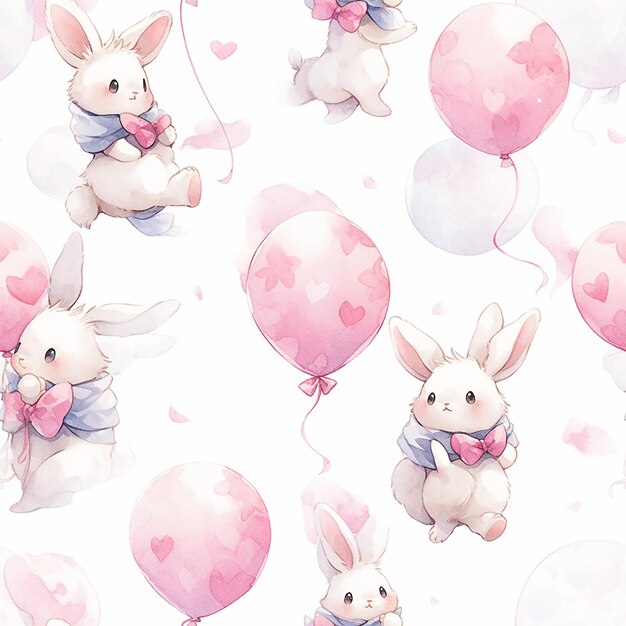 Biały króliczek z balonem na imprezę Fantastyczna rozkosz