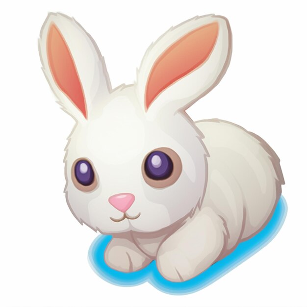 Biały królik z niebieskimi oczami leżący generatywny ai