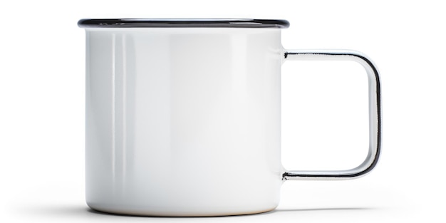 Zdjęcie biały kubek do kawy z czarną pokrywą idealny do spożywania ulubionego gorącego napoju idealny do użytku w domu w biurze lub w podróży