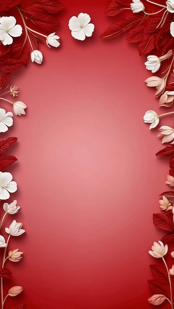 Zdjęcie biały kwiat na gradientowym czerwonym tle botaniczna tapeta do prezentacji szablon